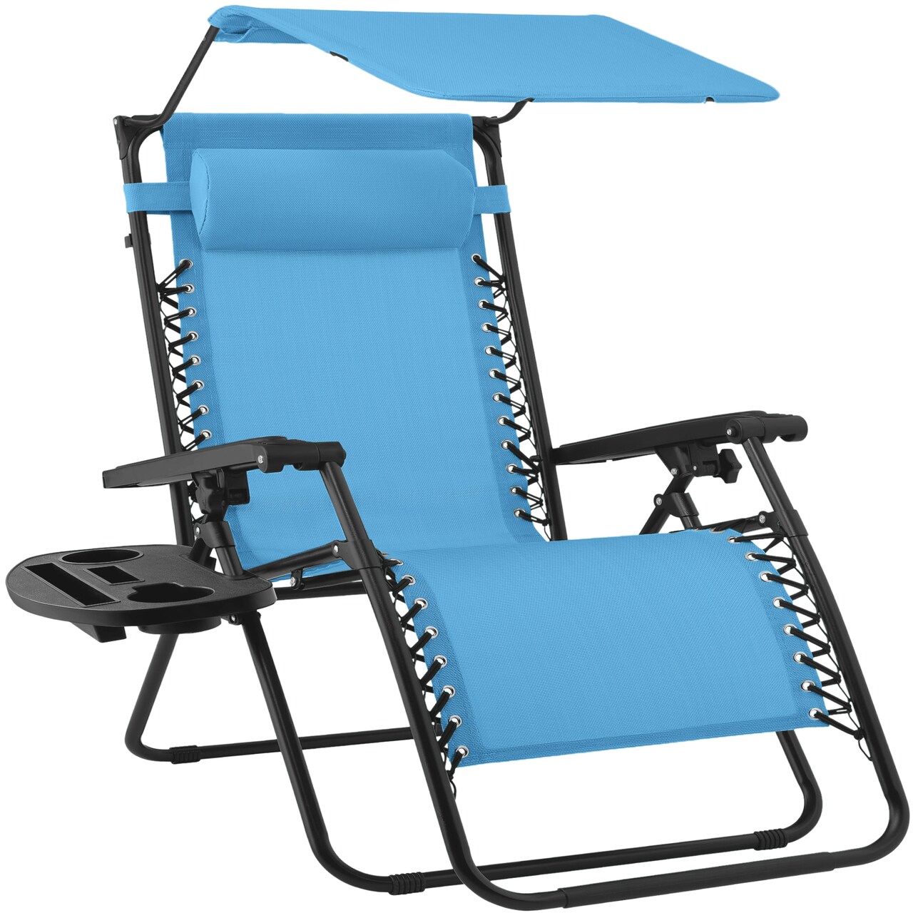 Best Choice Products 30” Extra Wide Folding Zero Gravity Patio Lounge Chair w/Adjustable Canopy Shade